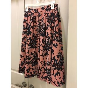 High waist floral knee length skirt